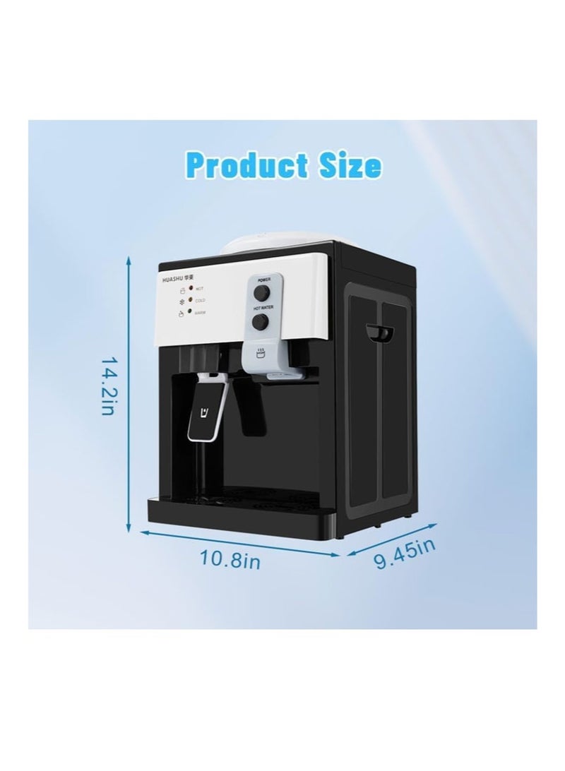 موزع مياه مبرد تحميل علوي، موزع كهربائي ساخن وبارد لسطح المكتب مع 3 إعدادات لدرجة الحرارة، موزع مياه مبرد سطح المكتب من 1 إلى 5 جالون للقهوة في المنزل والمكتب - Image 2