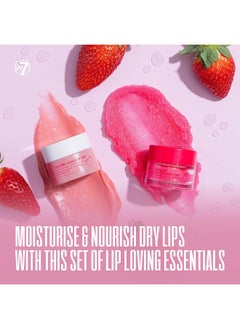 W7 W7 Sweet Dreams Lip Scrub & Overnight Lip Mask Duo - 2 Piece Gift Set - Strawberry Flavour - Exfoliate, Condition, Soothe & Hydrate  - Image 2