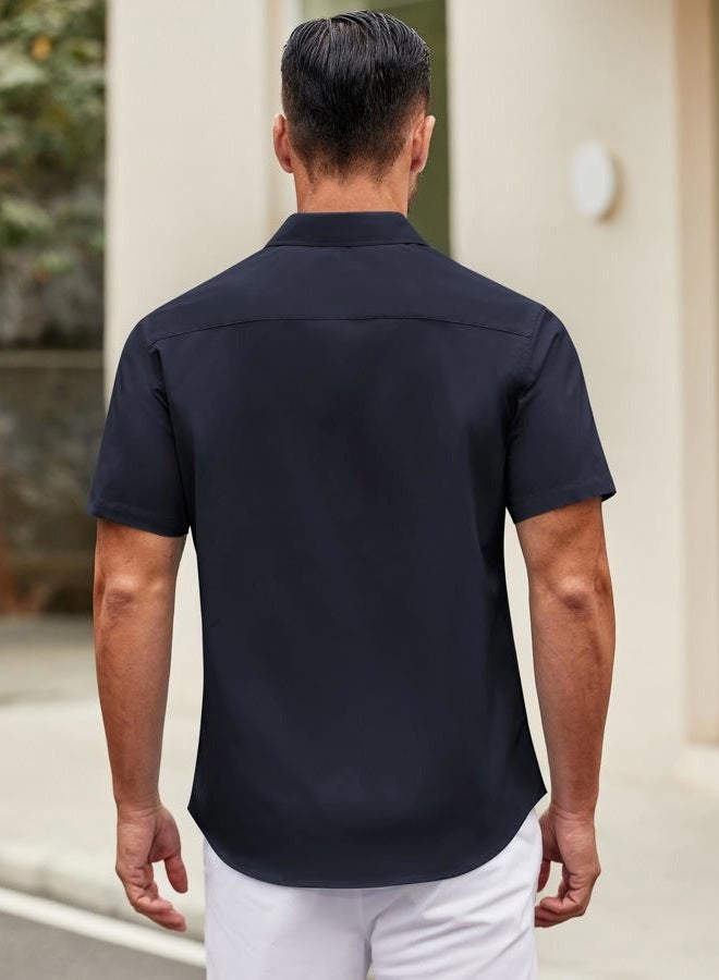COOFANDY Mens Short Sleeve Casual Button Down Shirts Summer Untucked Dress Shirts with Pocket - Image 4