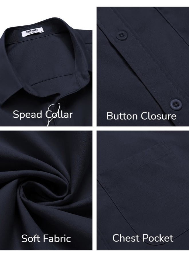 COOFANDY Mens Short Sleeve Casual Button Down Shirts Summer Untucked Dress Shirts with Pocket - Image 5