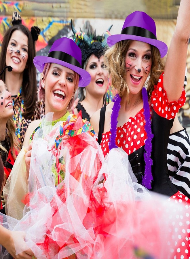 جاجيلي JaGely 24 قبعة عصابات أرجوانية من 24 قطعة من ريش البواء للنساء لحفلات الهالوين المضيئة Hora Loca في الثمانينيات (أرجواني، بلاستيك) - Image 5