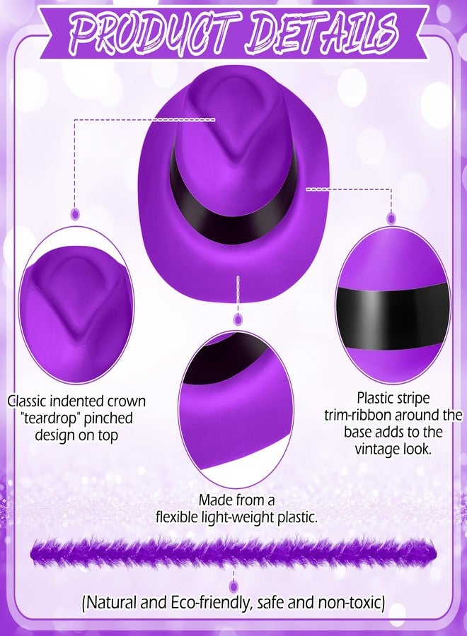 جاجيلي JaGely 24 قبعة عصابات أرجوانية من 24 قطعة من ريش البواء للنساء لحفلات الهالوين المضيئة Hora Loca في الثمانينيات (أرجواني، بلاستيك) - Image 4