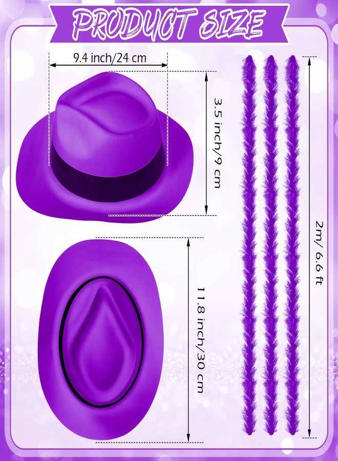 جاجيلي JaGely 24 قبعة عصابات أرجوانية من 24 قطعة من ريش البواء للنساء لحفلات الهالوين المضيئة Hora Loca في الثمانينيات (أرجواني، بلاستيك) - Image 2