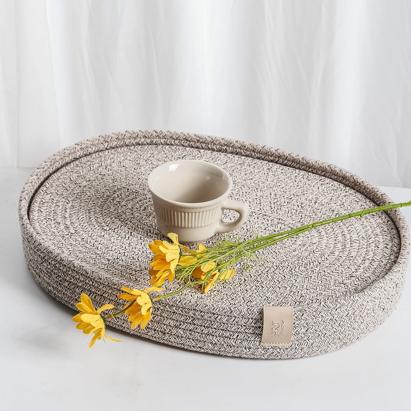 ART pinecone Placemats Set of 6 Oval â€“ Woven Boho Farmhouse Table Mats for Dining Table for 6, Kitchen Decor, Washable and Handmade Rustic Table Accessories (16 * 12, Taupe Mix) - Image 1
