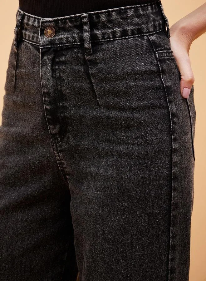 SASSAFRAS High Rise Front Dart Jeans with Back Pockets by Styli