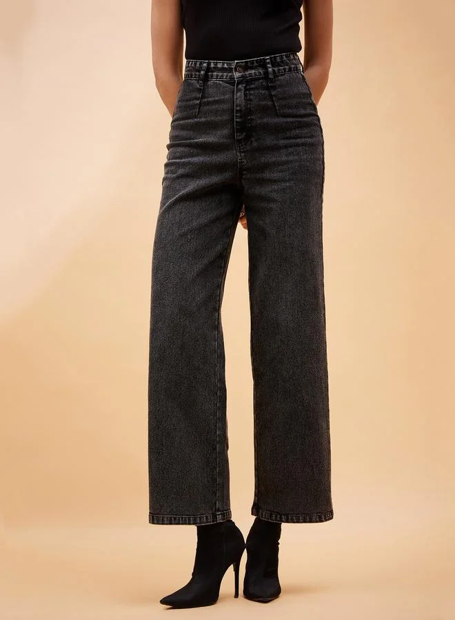 SASSAFRAS High Rise Front Dart Jeans with Back Pockets by Styli