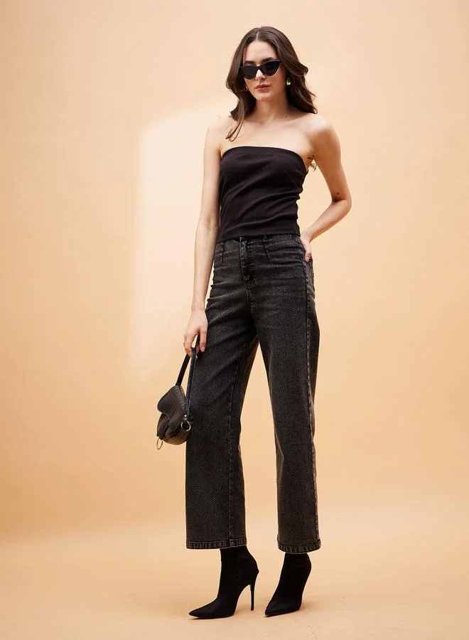 SASSAFRAS High Rise Front Dart Jeans with Back Pockets by Styli