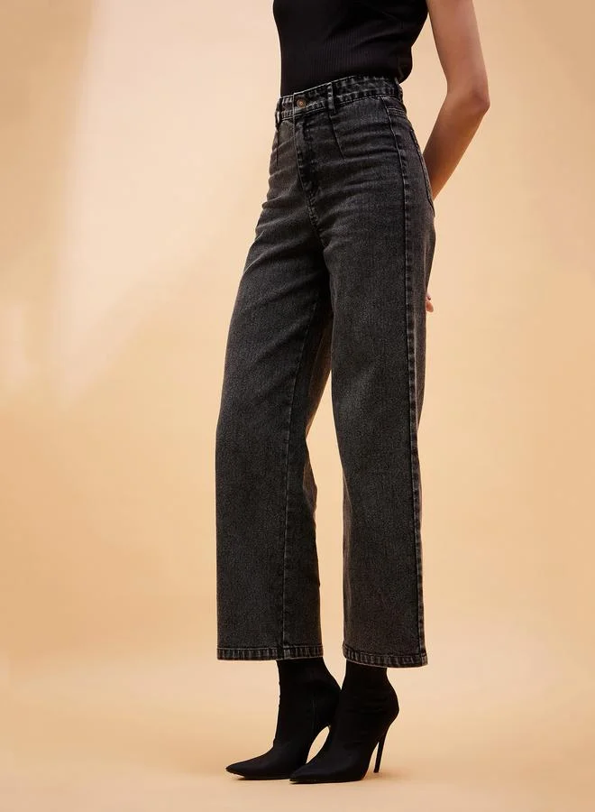 SASSAFRAS High Rise Front Dart Jeans with Back Pockets by Styli
