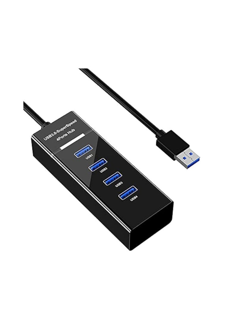 Terabyte 4 Port USB HUB SuperSpeed 3.0 High-Speed Multiport Slim USB Hub 1 feet Cable Length Adapter and Led Indicator Compatible for Pendrive, Mouse, Keyboards, Mobile, Tablet ( Black - Image 1