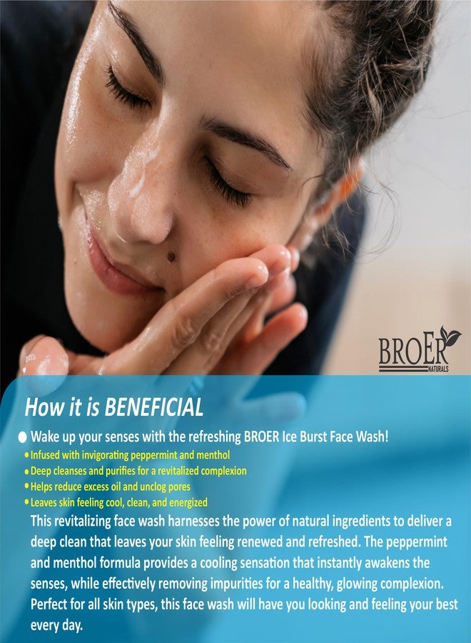 BROER Ice Burst Face wash, with Menthol and Peppermint | Menthol face wash | Peppermint face wash | Cooling face wash | Refreshing and Deep cleansing face wash | Summer face wash 100 ml - Image 2