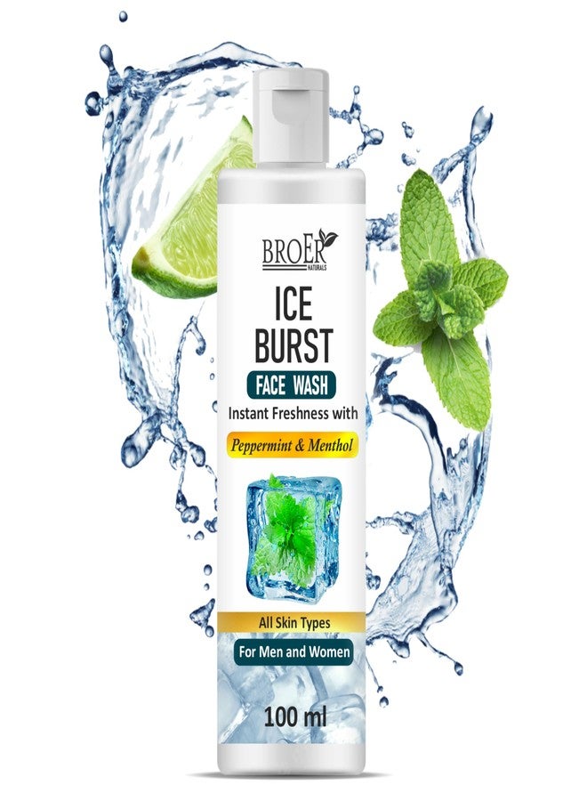 BROER Ice Burst Face wash, with Menthol and Peppermint | Menthol face wash | Peppermint face wash | Cooling face wash | Refreshing and Deep cleansing face wash | Summer face wash 100 ml - Image 1