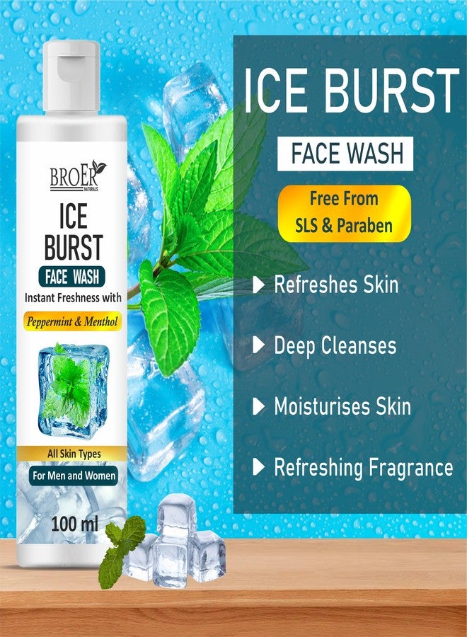 BROER Ice Burst Face wash, with Menthol and Peppermint | Menthol face wash | Peppermint face wash | Cooling face wash | Refreshing and Deep cleansing face wash | Summer face wash 100 ml - Image 3