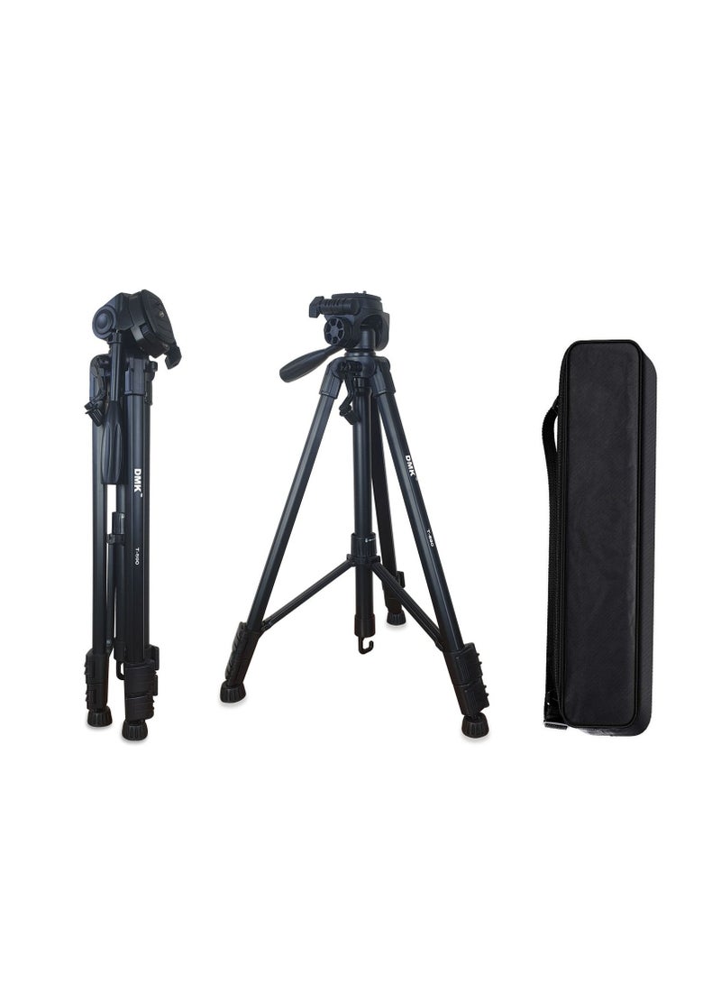 Coopic T-590 Light weight Portable Aluminum Camera Tripod Maximum Height 146cm/57.48inch Compatible with Canon Nikon Sony DSLR Camera with Carry Case Load 3kg 6.60lb Load - Image 2