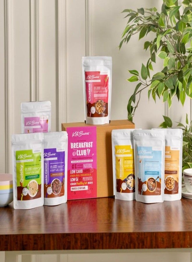 Kilobeaters Weekly Breakfast Box (Pack Of 7) | Raw Cacao, Berry Clusters, Chocolate Cookie Cereal, Noatmeal, Raw Cacao Noatmeal & Quicky Protein Meal | No Added Sugar | Healthy Breakfast For Adults - Image 1