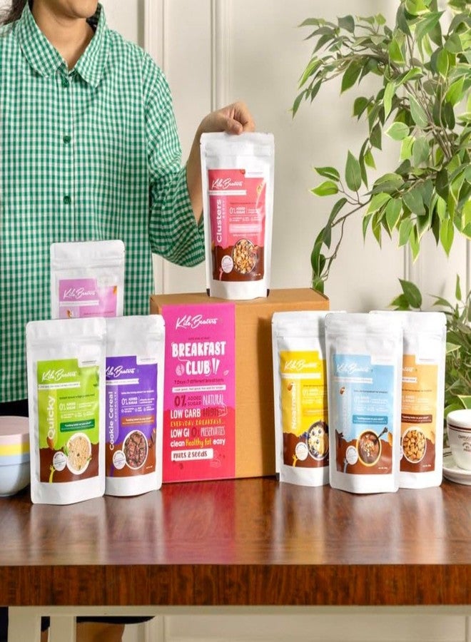 Kilobeaters Weekly Breakfast Box (Pack Of 7) | Raw Cacao, Berry Clusters, Chocolate Cookie Cereal, Noatmeal, Raw Cacao Noatmeal & Quicky Protein Meal | No Added Sugar | Healthy Breakfast For Adults - Image 2