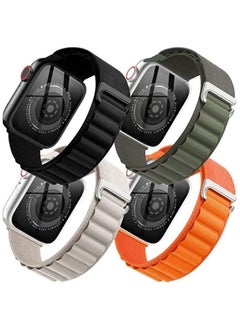 (Pack of 4) Apple Watch Alpine Loop Band 49mm/45mm/44mm Nylon Woven Sport Strap Compatible with iWatch Series 8/Ultra/7/SE/6/5/4/3/2/1