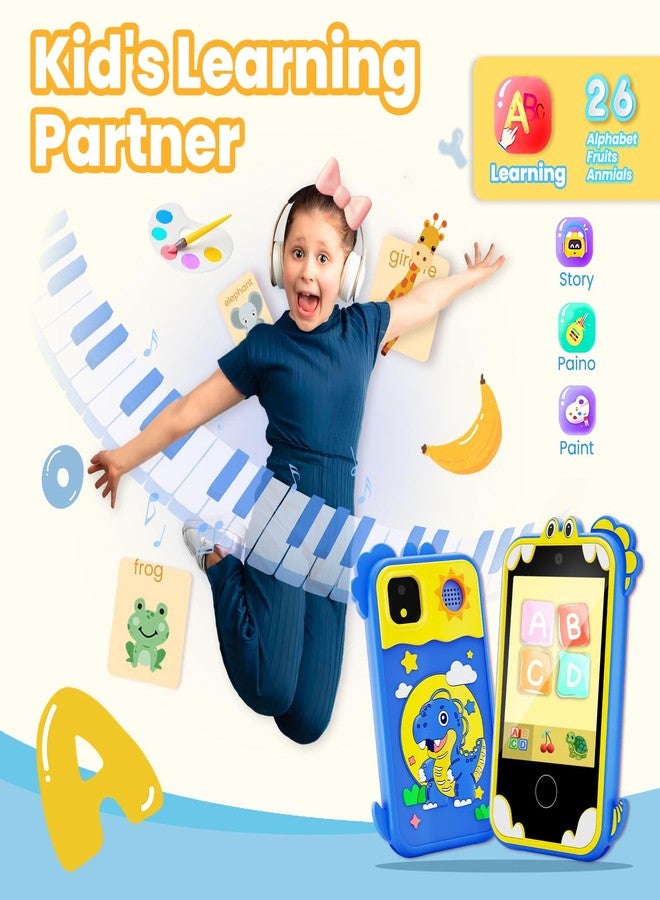 windpaint Kids Phone for Boys Gifts, Kids Camera Toy Smart Phone Birthday Gifts for Boys Toys Toddler Ages3, 5, 7, 8, 10 Year Old, Learning Toys with 2.8" Touchscreen, Music, Camera, Video, Game(Blue) - Image 4