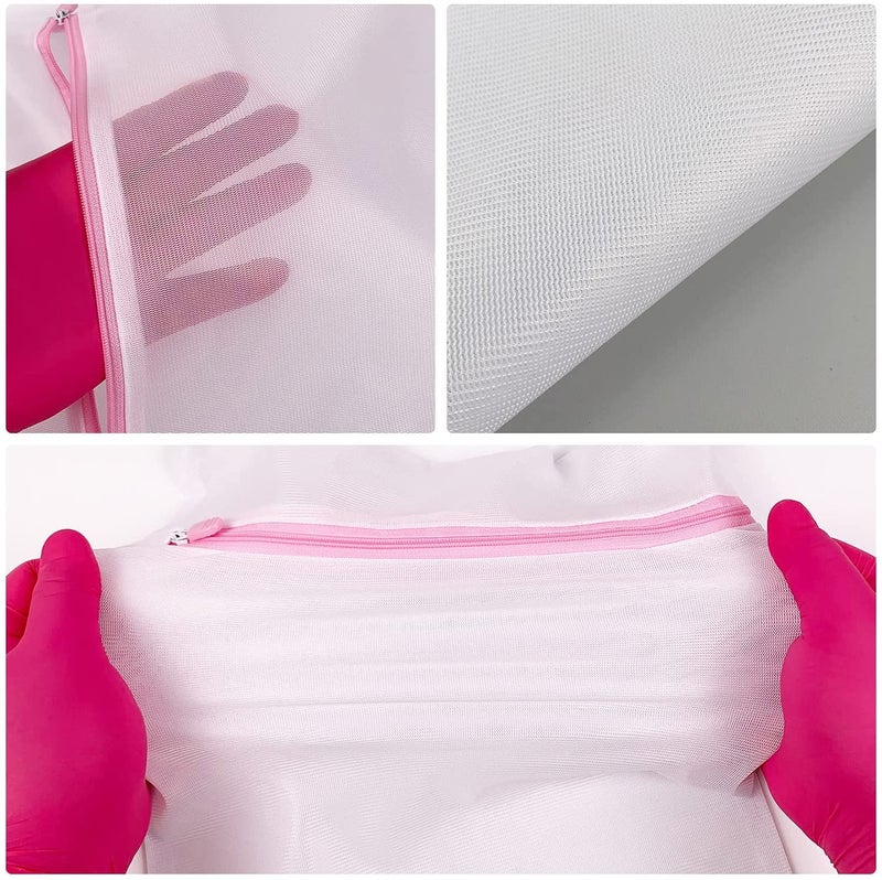 ATCAN Atcan Laundry Bag with Zip for Washing Machine Mesh Bags for Clothes with 3 Size Lingerie Washer Protector Simple White  - Image 4