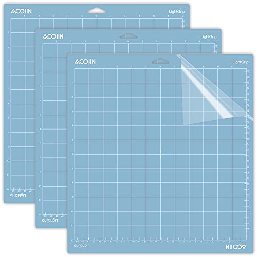 AOOIIN 12 x 12 inch LightGrip Cutting Mat for Cricut Explore 5/4/3/Air 2/Air/One/Maker 4/Maker 3/Maker Adhesive Non-Slip Cut Mats Replacement Accessories for Cricut, 3 Pack - Image 1