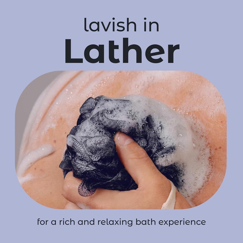 MainBasics Bath Shower Loofah Sponge Pouf Body Scrubber Exfoliator Body Wash Sponge (Set of 3, Black Ice) - Image 4