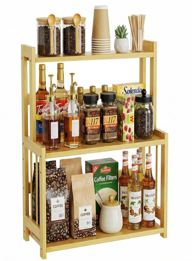 Bambition Countertop Coffee Station Organizer, 3 Tier Bamboo Shelf for Coffee Bar Accessories, Coffee Bar Organizer for Home Kitchen - Image 1