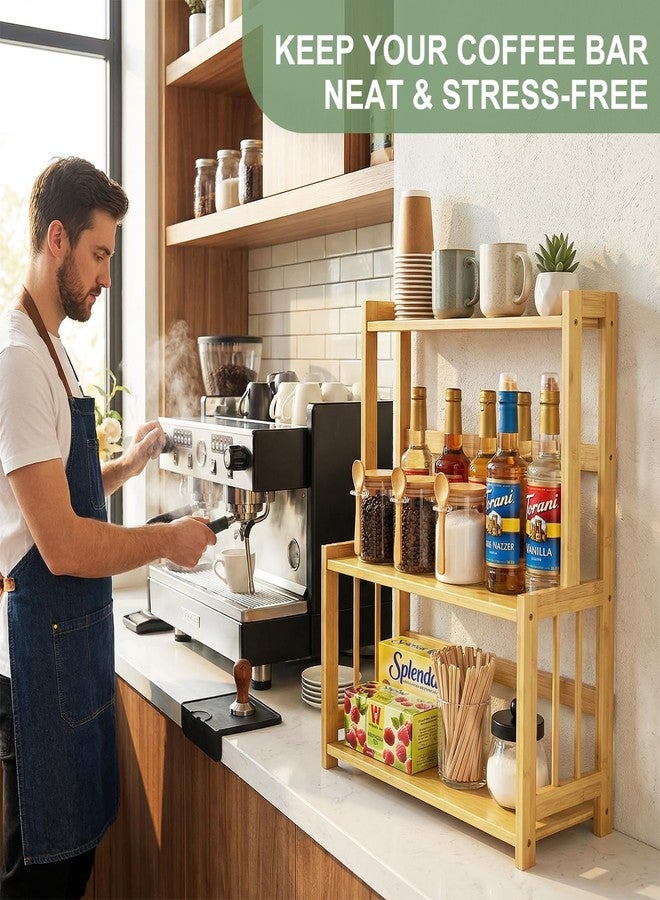 Bambition Countertop Coffee Station Organizer, 3 Tier Bamboo Shelf for Coffee Bar Accessories, Coffee Bar Organizer for Home Kitchen - Image 2