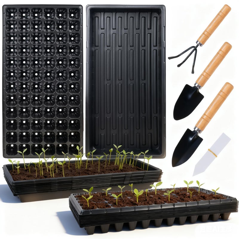 Hourleey 20 Pack Trays Include 10 Pack 1020 Seed Starter Trays and 10 Pack 72 Cell Plug Trays, Thick Durable Plastic Plant Nursery Tray, Propagation Tray for Seedlings Microgreens Fodder Plant - Image 1