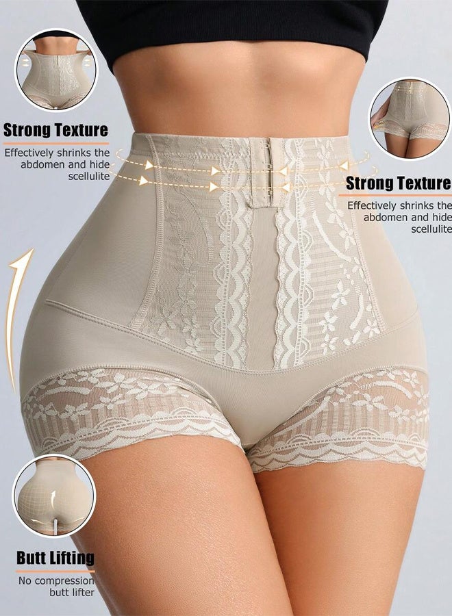 Women's High Waist Tummy Control Shapewear Shorts, Front Closure Waist Trainer Panties with Butt Lift and Lace Trim - Image 2