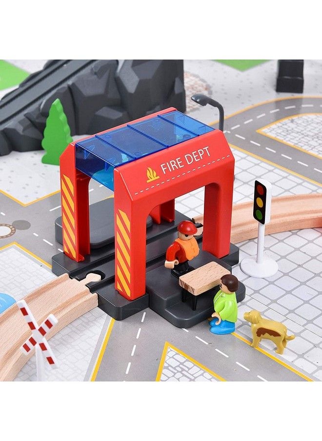 72Pcs Wooden Train Tracks & Trains, Gift Packed Toy Railway Kits For Kids, Toddler Boys And Girls 3,4,5 Years Old And Up Premium Wood Construction Toysfits Thomas, Brio, Ikea, Melissa  - Image 4