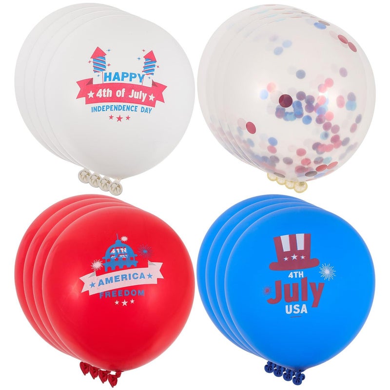 16 Pcs 12 Inch Latex Patriotic Balloons With Ribbon For July 4th Memorial Day Party Decor - Image 2