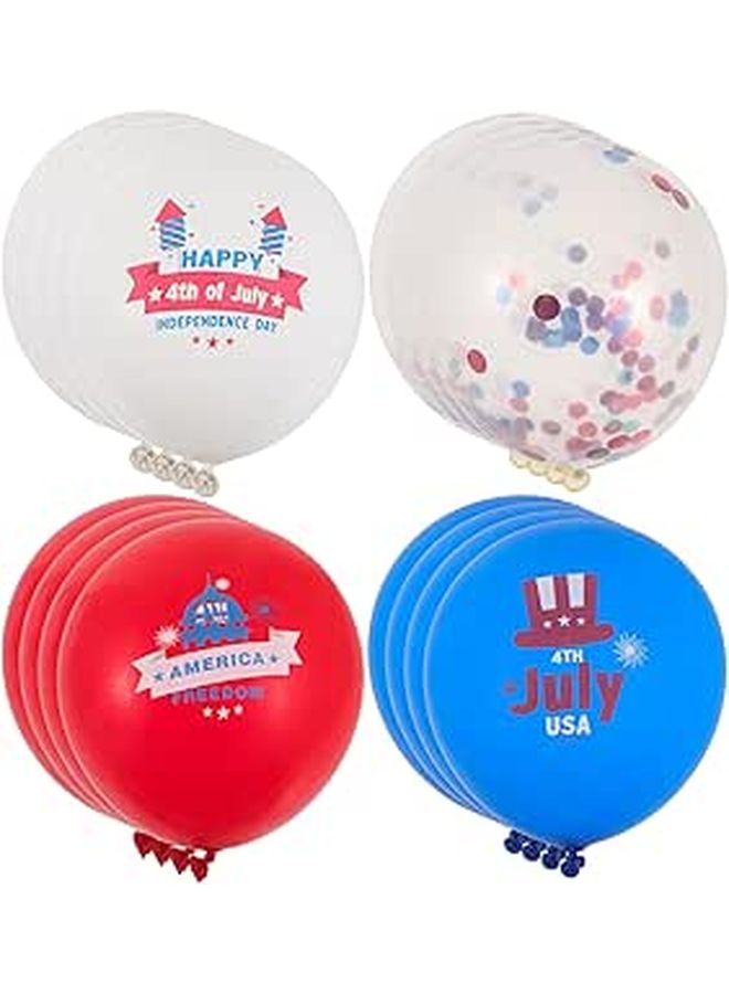 16 Pcs 12 Inch Latex Patriotic Balloons With Ribbon For July 4th Memorial Day Party Decor - Image 1