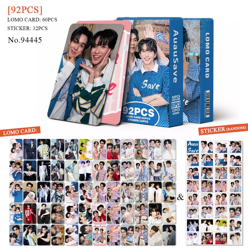 AuauSave WilliamEst BounPrem Lomocard & Sticker Set – 92PCS (60 Lomocards + 32 Random Stickers) | Aesthetic Photo Card Collection for Fans