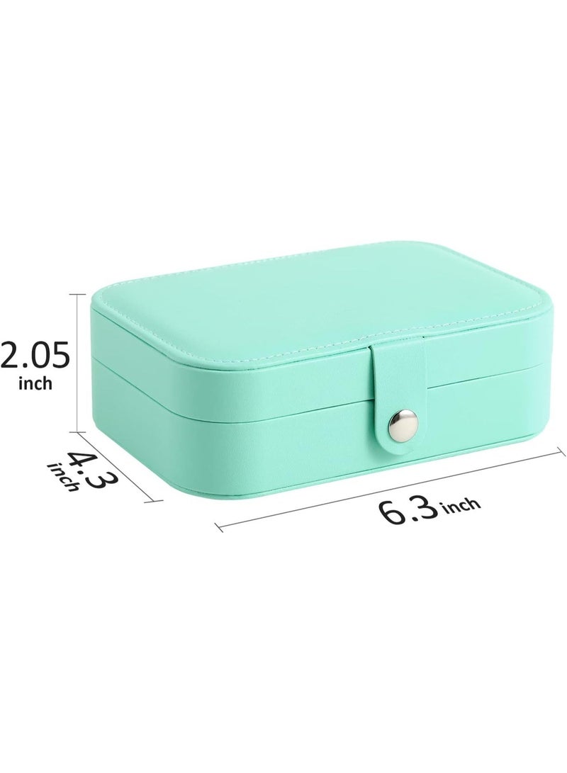 Travel Jewelry Box – Small Leather Jewelry Organizer for Women and Girls – 3-Tier Holder with Hooks – Portable Storage Case for Earrings, Rings, and Bracelets (High Quality) (Light Blue) - Image 4