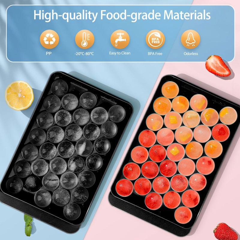WIBIMEN Ice Cube Tray with Lid and Bin - Round Ice Trays for Freezer with Lid - Ice Cube Trays for Freezer with Ice Container (1"-2PACK Black) - Image 3