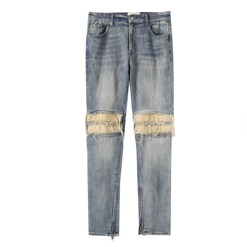 Hipster American Street-Style Distressed Jeans for Men Black