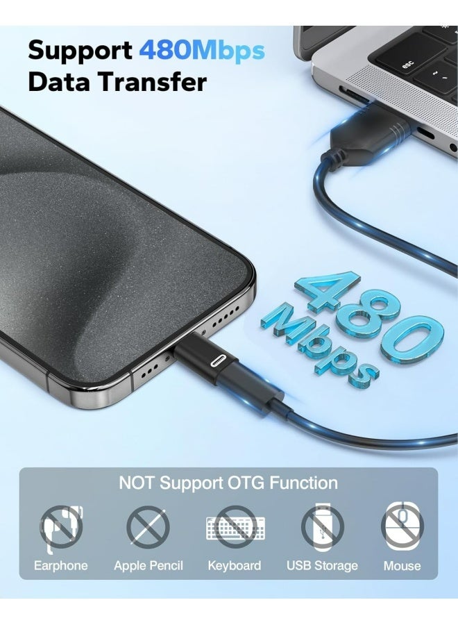 محول من لايتنينج أنثى إلى يو إس بي سي ذكر، قطعتان من محول يو إس بي سي إلى لايتنينج لأجهزة آيفون 15/16 برو/16 برو ماكس/بلس، جالاكسي إس 24، آيباد برو/إير، للشحن السريع/نقل البيانات، غير مخصص للصوت/OTG، أسود PD - Image 4