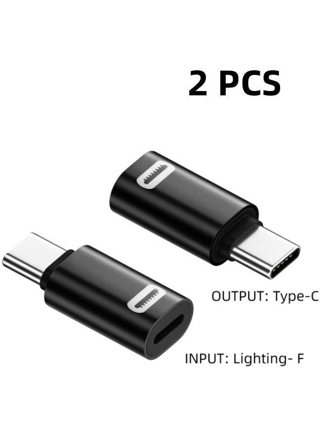 محول من لايتنينج أنثى إلى يو إس بي سي ذكر، قطعتان من محول يو إس بي سي إلى لايتنينج لأجهزة آيفون 15/16 برو/16 برو ماكس/بلس، جالاكسي إس 24، آيباد برو/إير، للشحن السريع/نقل البيانات، غير مخصص للصوت/OTG، أسود PD - Image 1