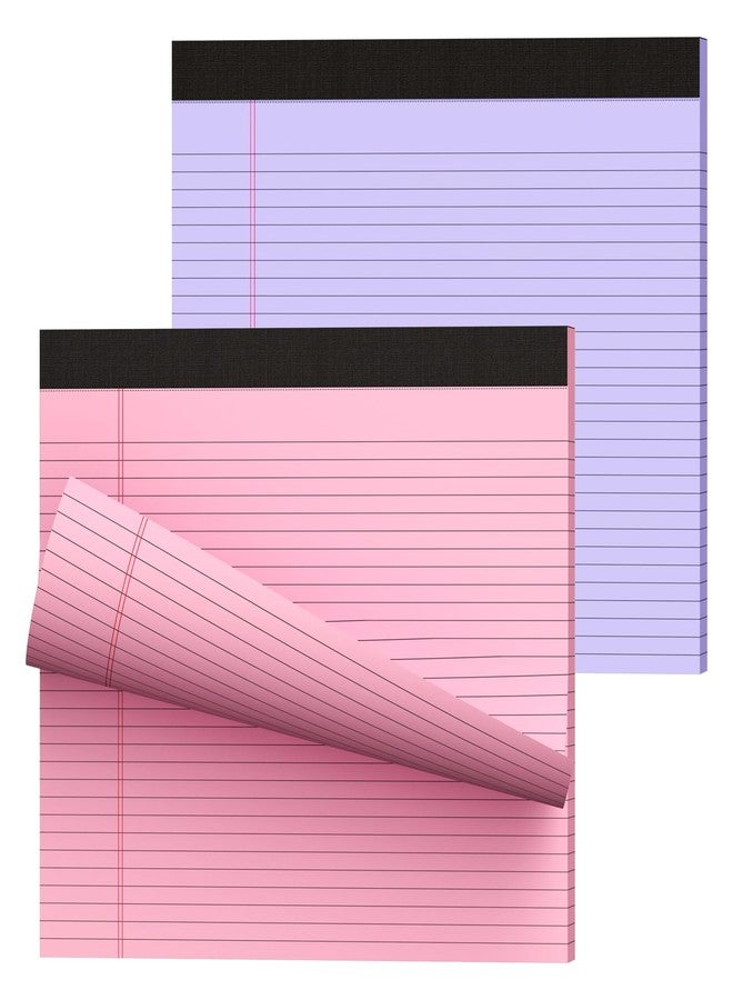 MuiAng 11" x 9.5" Legal Pads College Ruled Notepad 2 Pack Pink & Purple Colored Note Pads 30 Sheets Lined Paper Pads 80 GSM Legal Pad Perforated Writing Pads with Sturdy Back for School, Office, Home - Image 1
