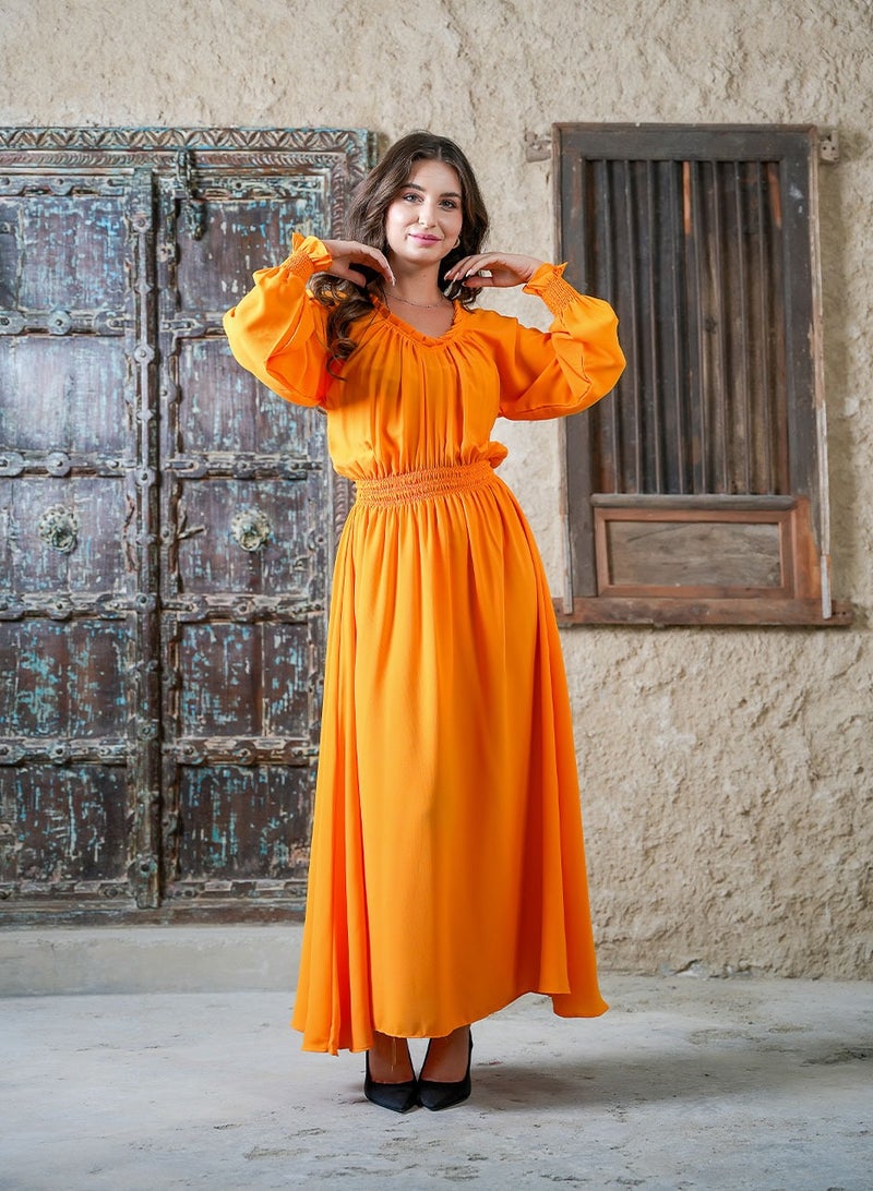 ايديال فستان طويل أصفر مشع لكل مناسبة - أمواج أنيقة - Image 1