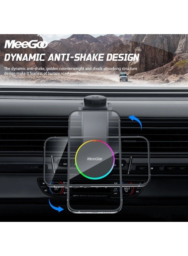Meegoo حامل هاتف السيارة المغناطيسي من MeeGoo، تثبيت على لوحة القيادة مع شحن لاسلكي وإضاءة - Image 5