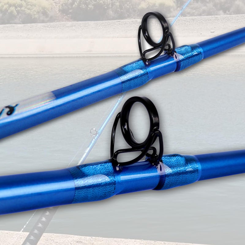 Fiblink Catfish Fishing Rod 1 Piece/2 Piece Catfishing Fishing Pole Portable Travel Heavy Cat Catfish Casting Rod (6'/6'6"/7'/8'/9') (8' - 2Pcs - Blue) - Image 3