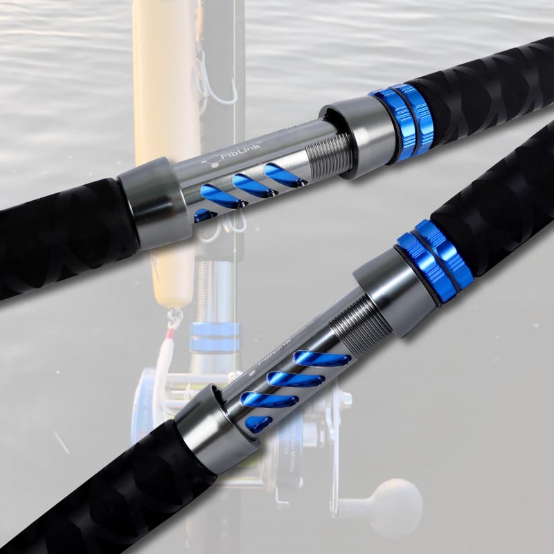 Fiblink Catfish Fishing Rod 1 Piece/2 Piece Catfishing Fishing Pole Portable Travel Heavy Cat Catfish Casting Rod (6'/6'6"/7'/8'/9') (8' - 2Pcs - Blue) - Image 4