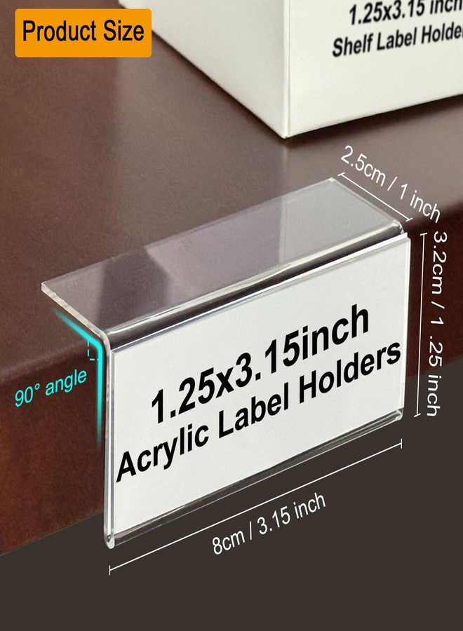 ChanQnTon 20 Pack Acrylic L-Shape Shelf Labels with Paper Inserts and Double-Sided Adhesive Dots for Bookcase, School, Home, Office, Store - Image 3