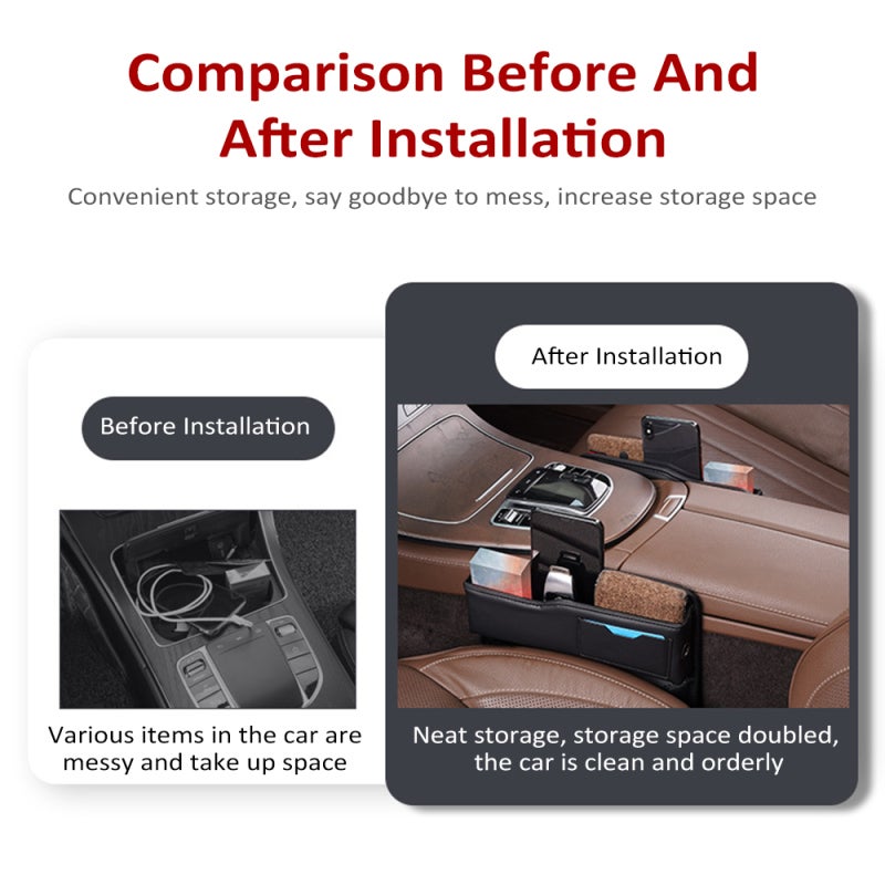 Car Seat Gap Filler Organizer Mocha Brown Pu Leather Durable Elegant - Anti-Fall Storage With Dual Charging Holes For Car Driver Passenger Seat Console Gaps - Image 2