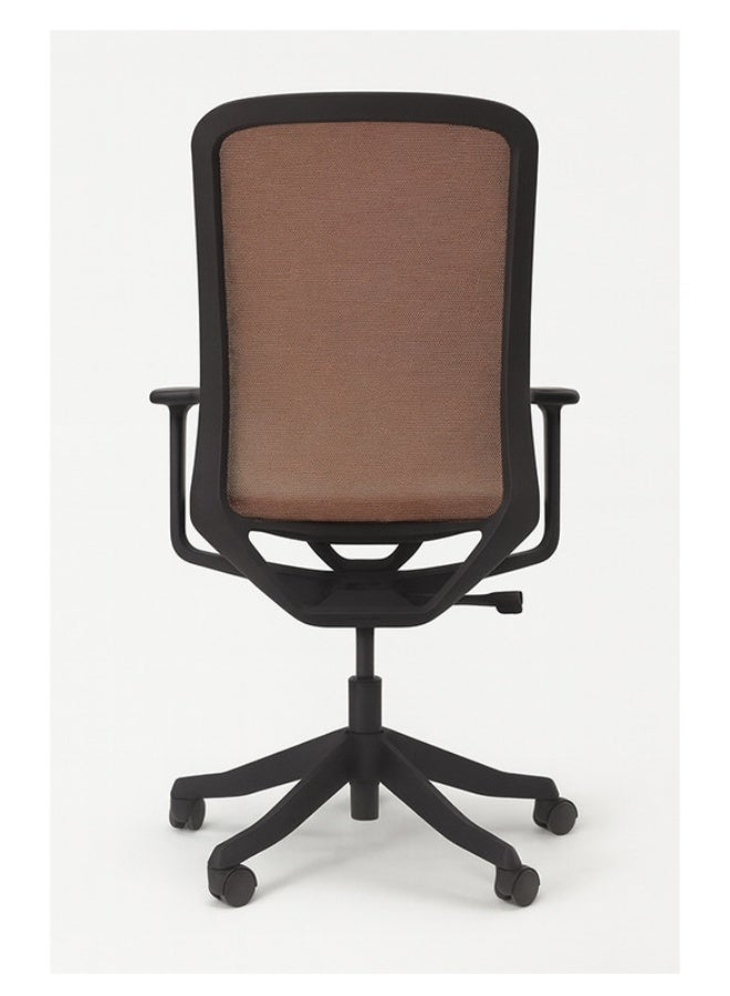 YI ONE Mid Back Office Chair 1378B – Mesh Computer Chair with Ergonomic Low Back Design, Swivel Executive Chair with Height Adjustment, Armrests & Wheels, Black & Tan, 66.5×48.5×78 cm - Image 3