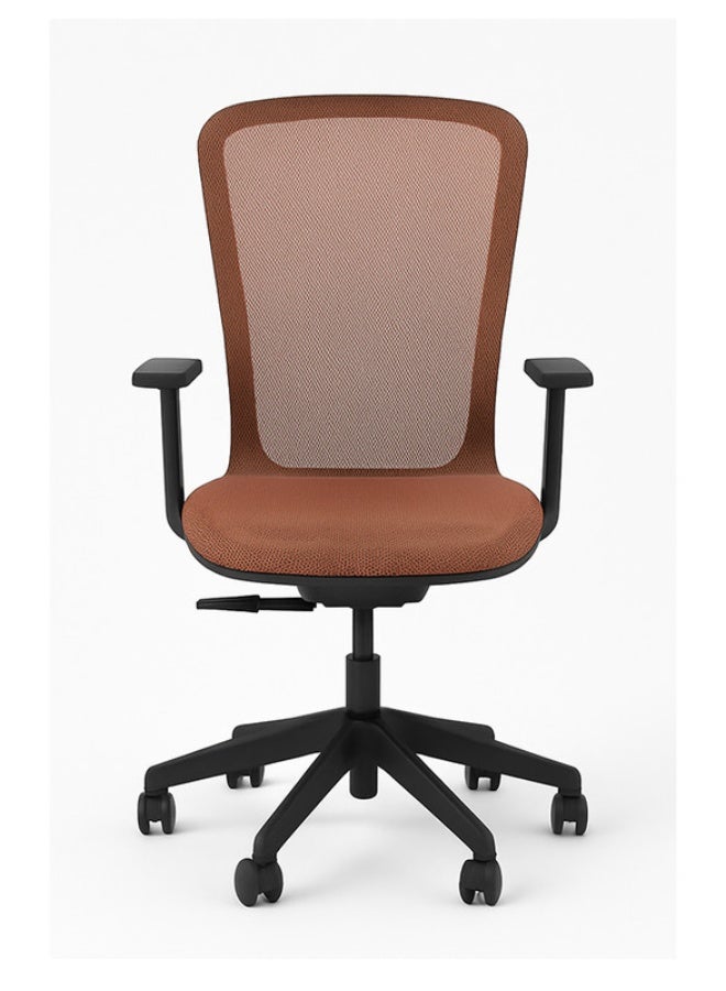 YI ONE Mid Back Office Chair 1378B – Mesh Computer Chair with Ergonomic Low Back Design, Swivel Executive Chair with Height Adjustment, Armrests & Wheels, Black & Tan, 66.5×48.5×78 cm - Image 2