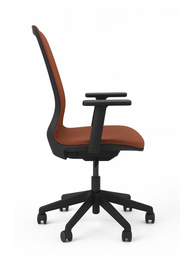 YI ONE Mid Back Office Chair 1378B – Mesh Computer Chair with Ergonomic Low Back Design, Swivel Executive Chair with Height Adjustment, Armrests & Wheels, Black & Tan, 66.5×48.5×78 cm - Image 4