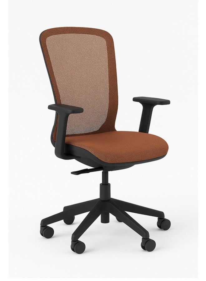 YI ONE Mid Back Office Chair 1378B – Mesh Computer Chair with Ergonomic Low Back Design, Swivel Executive Chair with Height Adjustment, Armrests & Wheels, Black & Tan, 66.5×48.5×78 cm - Image 1