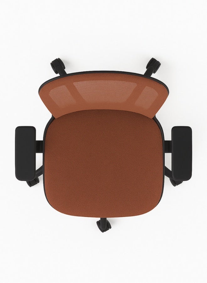 YI ONE Mid Back Office Chair 1378B – Mesh Computer Chair with Ergonomic Low Back Design, Swivel Executive Chair with Height Adjustment, Armrests & Wheels, Black & Tan, 66.5×48.5×78 cm - Image 5