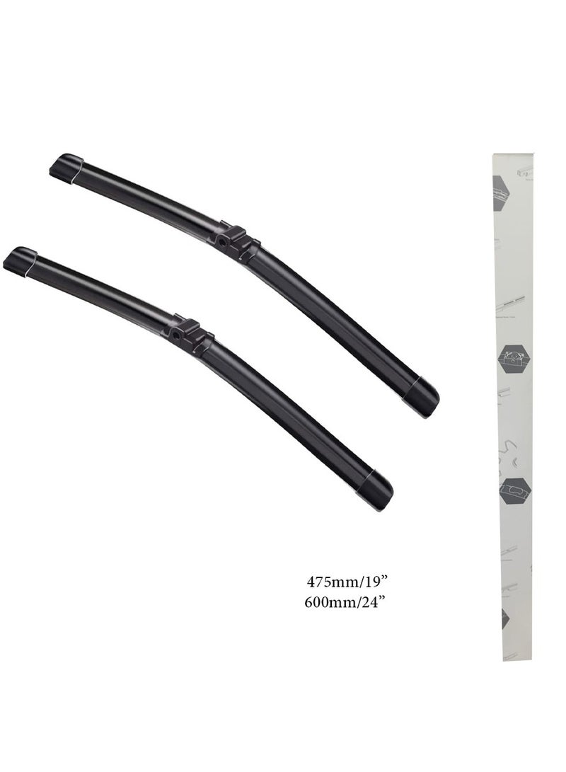 Car Windshield Wiper Set, High Quality Material, Size 475 Mm, 19 Inch - 600 Mm, 24 Inch, 2 Pieces, GOLF 5 / A5